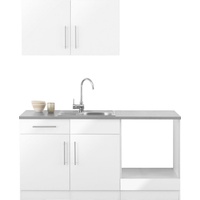wiho Küchen Küchenzeile Cali 160 cm weiß glanz/playa grau