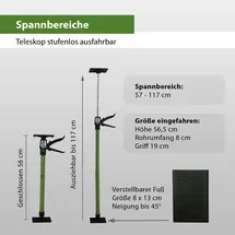 Baumarktplus 2x Montagestütze kurz 57 - 117 cm Klicksystem Türspanner Teleskopstütze Einhandstütze Zargenspanner