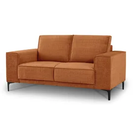 OTTO home 2-Sitzer OTTO HOME "Kompaktsofa Oland, Struktur, Flachgewebe, Luxus-Microfaser, Boucle", orange (brick), B:164cm H:85cm T:83cm, 100% Polyester, Sofas, 164 cm, Wellenunterfederung, Skandi-Design, Metallfüße