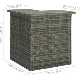 vidaXL Eck-Bartisch Grau 100x50x105 cm Poly Rattan