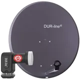 Dur-Line MDA 80 Anthrazit - Digiatale 4 Teilnehmer Satellitenschüssel Komplett-A...