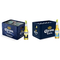 Corona Extra Premium Lager Flaschenbier(20 x 0.355 l) & Cero 0,0% Alkoholfrei Premium Lager Flaschenbier, MEHRWEG (24 x 0.355 l) im Kasten, Internationales alkoholfreies Lager Bier
