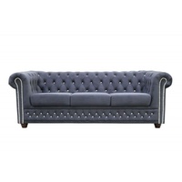 JVmoebel Sofa, Chesterfield Sofagarnitur 3+2+1 Schlafsofa Sofa Couch Polster Leder blau