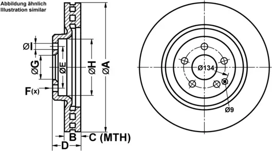 ATE Bremsscheibe 24013001711 belüftet 345mm 30mm für Mercedes