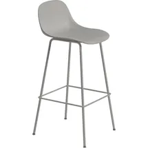 Muuto Fiber Barhocker 75 cm, grau mit Rückenlehne,