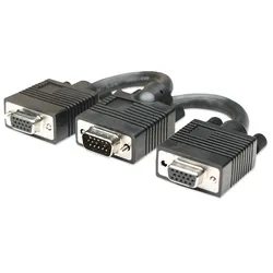 Manhattan SVGA Y Cable, HD15, 15cm, Male to Females, Splits an SVGA connection b