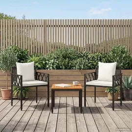 vidaXL Gartenmöbel-Set 3-tlg. Schwarz/Cremeweiß