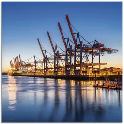 Glasbild ARTLAND "Hamburg Container Terminals", beige (farbe bild(er): naturfarben), B:50cm H:50cm, Bilder, in verschiedenen Größen