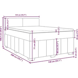 vidaXL Boxspringbett mit Matratze Schwarz 140x200 cm Stoff
