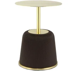 Beistelltisch KAYOOM "Jokai 325, Eisengestell, PU-Stoffbezug, praktische Ablagefläche", braun (braun, braun, gold), B:40cm H:55cm T:40cm, 100% Eisen, 100% PU, 100% MDF, Tische, elegant, feste Konstruktion, pflegeleicht, pflegeleicht