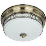 Licht-Erlebnisse BROOKS 2x E27 rund Messing Antik Weiß