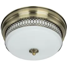 Licht-Erlebnisse BROOKS 2x E27 rund Messing Antik Weiß