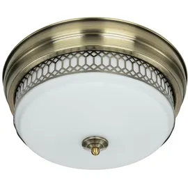 Licht-Erlebnisse BROOKS 2x E27 rund Messing Antik Weiß