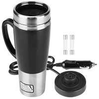 Auto Wasserkocher Edelstahl 450ml Elektrischer Wasserkocher Auto Wasserkocher Reise Trinkbecher Edelstahl Auto Elektrische Edelstahl Heizkugel Kaffee Tee Trinkbecher Becher Schwarz für Winterreise 12V