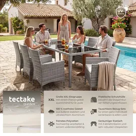 Tectake Monaco Rattan Sitzgruppe 9-tlg. hellgrau inkl. Schutzhülle