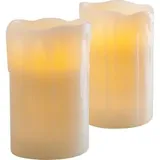 Lights4fun 2er Set LED Kerzen Echtwachs mit Timer batteriebetrieben Muttertagsgeschenk Kerze