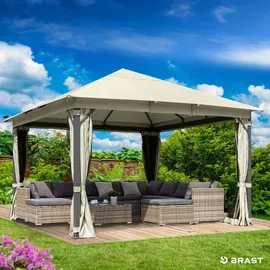 Brast Pavillon Aluminium Infinity 4 x 4 m inkl. Moskitonetz Beige
