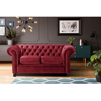 Home Affaire Chesterfield-Sofa »Chesterfield Home 2-Sitzer«, mit edler Knopfheftung und typischen Armlehnen rot