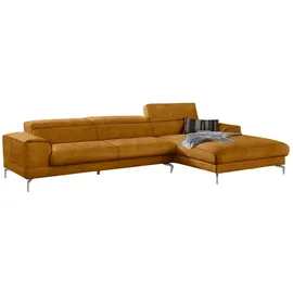 W.Schillig Ecksofa "piedroo, Designsofa mit tollem Sitzkomfort, bequem und elegant, L-Form", gelb (brandy s37), B:343cm H:70cm T:193cm, Stoff S37 (100% Polyester): Luxus-Microfaser in Lederoptik, Sofas, Ecksofa, Kopfteilverstellung, wahlweise mit