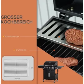Outsunny Gasgrill Grillwagen 132,4 x 55 x 109 cm Schwarz