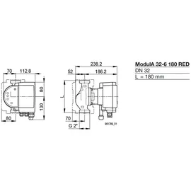 Biral Umwälzpumpe ModulA 32-6 180 RED T2 S, PN 6/10 mit Wärmedämmschale