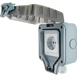 Schwaiger Steckdose AP Kasten IP66 Hell Grau 1 Stück