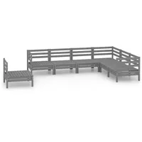 vidaXL 7-tlg Garten-Lounge-Set Massivholz Kiefer Grau