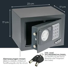 HMF Möbeltresor Elektronikschloss, 23 x 17 x 17 cm Anthrazit
