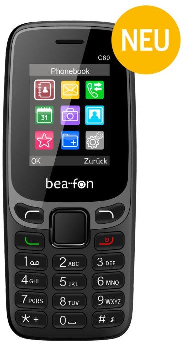 Beafon C 80 Schwarz Handy - 1,77" Farbdisplay, Kamera, Taschenlampe, Tastaturbeleuchtung