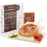 Dimono Pizzastein Backstein Brotbackstein, (Pizzaofen Set, Pizzaschieber & Rezeptbuch), temperaturbeständig bis 900°C bunt