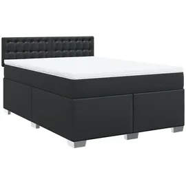 vidaXL Boxspringbett mit Matratze Schwarz 140x200 cm Kunstleder