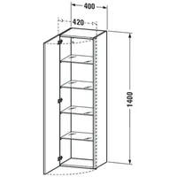 Duravit DuraStyle Hochschrank DS1219L2243 40x36x140cm, Tür links, weiß hochglanz/basalt