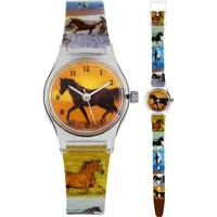 Pacific Time Kinder Armbanduhr Mädchen Uhr Pferd Sonnenuntergang 20335 - Bunt/Bunt