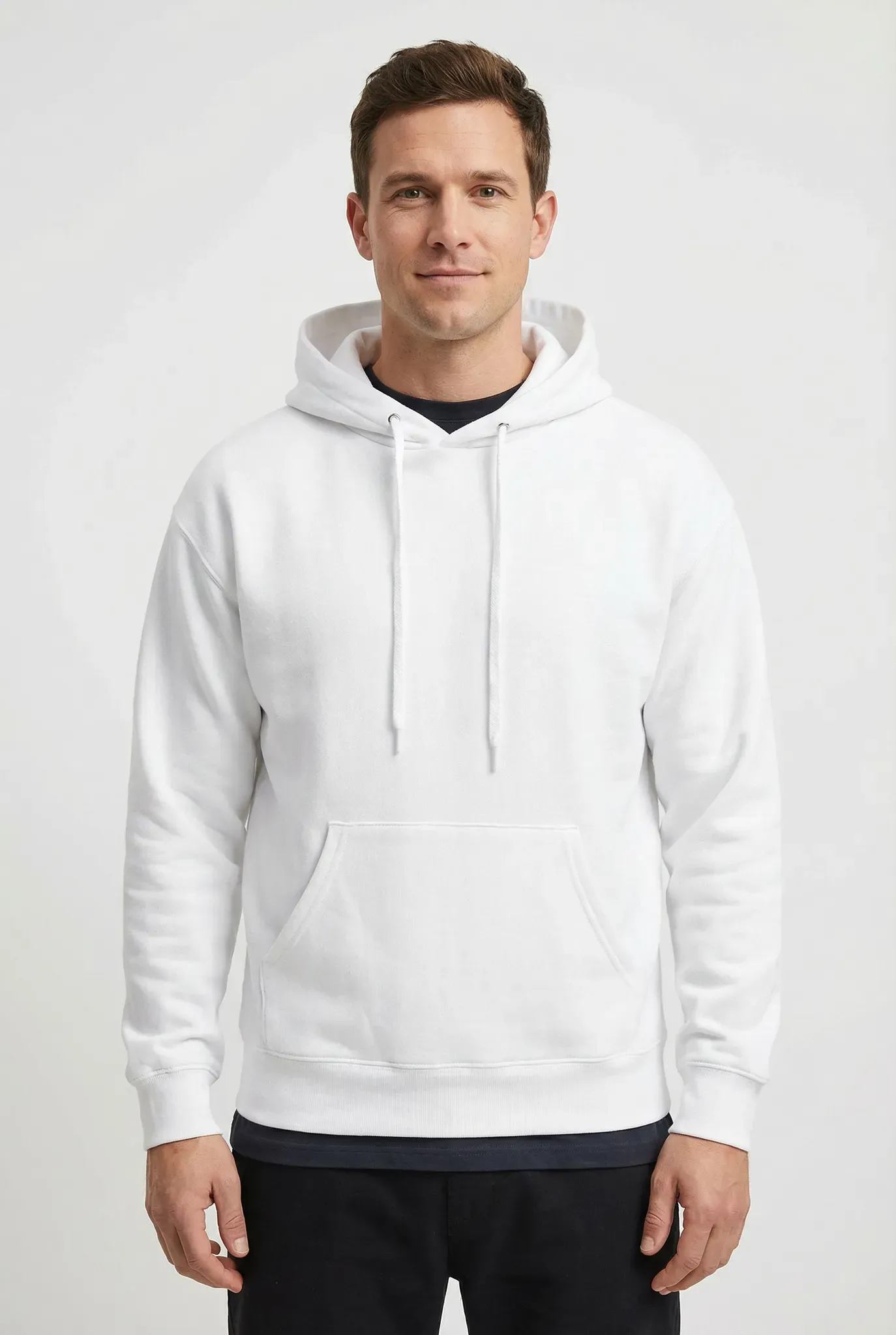 Kapuzensweatshirt FRUIT OF THE LOOM, Herren, Gr. XXXL (60/62), weiß, angeraute Sweatware, Obermaterial: 80% Baumwolle, 20% Polyester, unifarben, normal hüftbedeckend, Rundhals, Rippbündchen, Sweatshirts, mit Kängurutasche