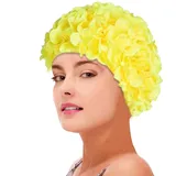 Badekappen für Damen | Vintage Blumen Badekappe Blumenblüten Bademütze,Bequeme elastische Badekappen mit Langen Haaren für Damen, Erwachsene und Kinder