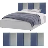 Polsterpaneel Wandpaneele Gepolstert, 3D Wandpaneele Wandverkleidung Selbstklebend, Antikollisions Rückenpolster Wandkissen für DIY Kopfteil, Wohnzimmer, Schlafzimmer, Büro ( Color : Blue+Gray , Size