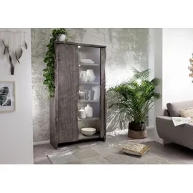 Massivmoebel24 Vitrine Akazie 105 x 45 x 204 cm Grau
