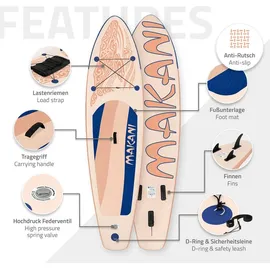 ECD Germany SUP Board Stand Up Paddle Board 320 x 80 x 15 cm apricot