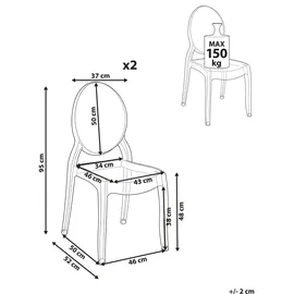 Beliani Esszimmerstuhl 2er Set Transparent