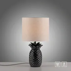 MY HOME Tischleuchte "Tenille - Tischlampe im Ananas Design", schwarz, Ø 20,00cm H: 36,00cm, Lampen, Leinenschirm, Ananas, Pineapple, schwarz, E14