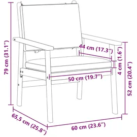 vidaXL Gartenstuhl mit Kissen 60 x 79 x 65,5 cm braun 2 St.