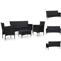 vidaXL Garten Lounge-Set mit Auflagen 3-Sitzer Bank schwarz/schwarz