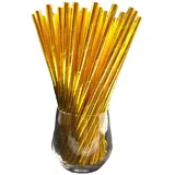 Papierstrohhalme, Papier Trinkhalm, Biologisch, Lebensmittelecht, umwelftreundlich, Einweg-Strohhalme, 120 Pack (Gold)