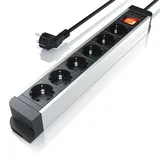 Arendo Mehrfachsteckdose 1,5 m Schwarz/Silber 6 St.