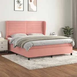 vidaXL Boxspringbett mit Matratze Rosa 160x200 cm Samt - Rosa