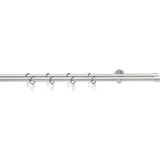Good Life Gardinenstange GOOD LIFE "CAP" Gr. 2, grau (chromfarben), L:260cm Ø:16mm, Kunststoff, Metall, Gardinenstangen, mit Ringen