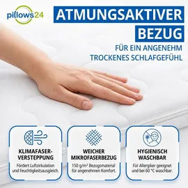 Pillows24 Topper 90 x 200 cm aus Kaltschaum 6 cm hoch weiß