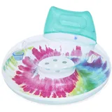 BESTWAY Schwimmring Tie Dye mit Kopfstütze Ø 106 cm – Großer Pool Schwimmreifen für Erwachsene, mit Griffen & Lehne, für See & Strand, Buntes Design