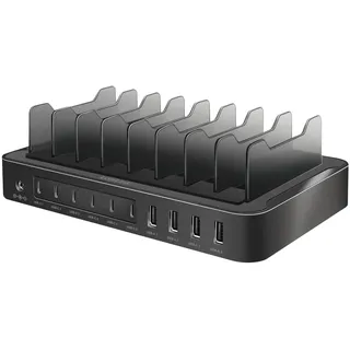 Logilink PA0327 - USB-C Ladestation mit 4X USB-A & 6X USB-C, PD 3.0 (PowerDelivery) & QC 3.0 (QuickCharge), 120 W