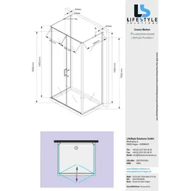Glaszentrum Hagen 80x80x80x195cm Mille Duschkabine 8mm/6mm ESG Glas